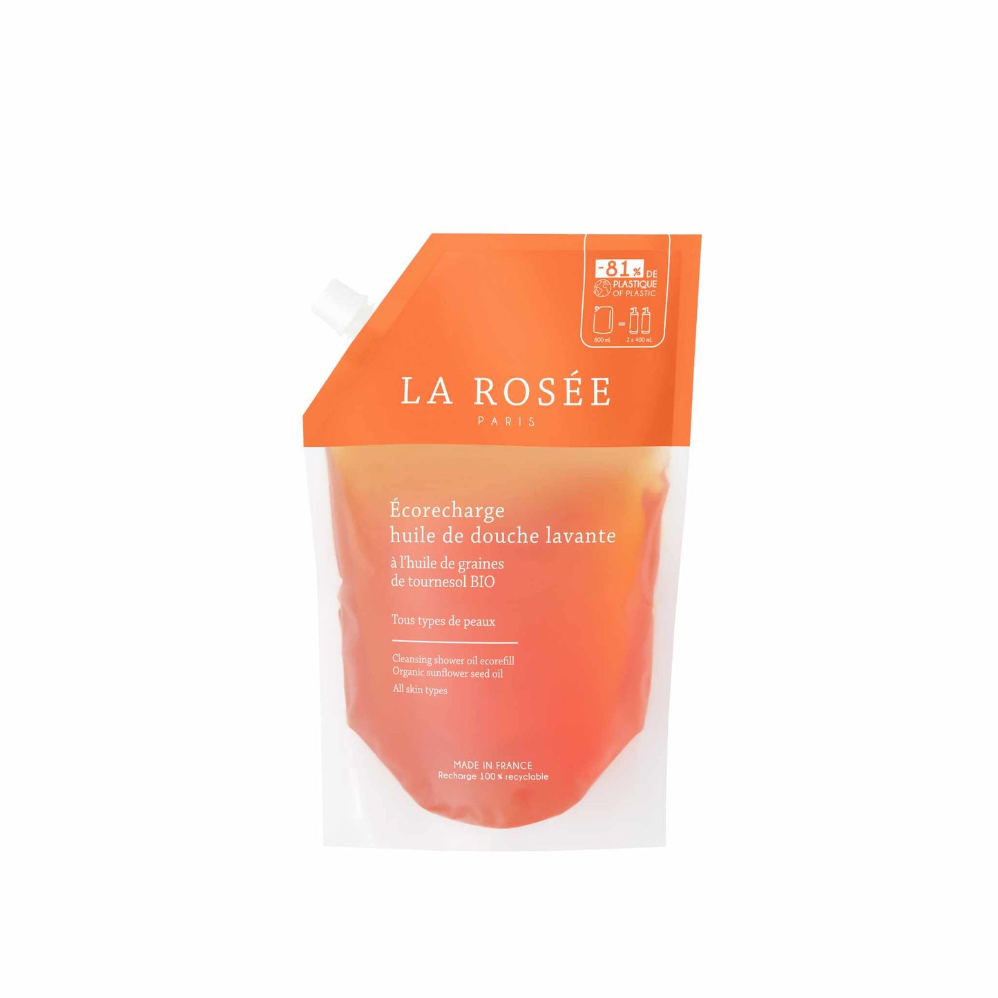 LA ROSEE CLEANSING SHOWER OIL 800 ML SUIHKUÖLJY HAJUSTETTU TÄYTTÖPUSSI