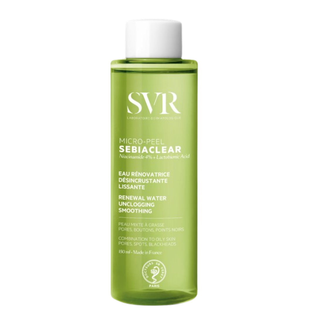 SVR SEBIACLEAR MICRO-PEEL Tehokas, Kuoriva kasvovesi epäpuhtaalle iholle 150 ml