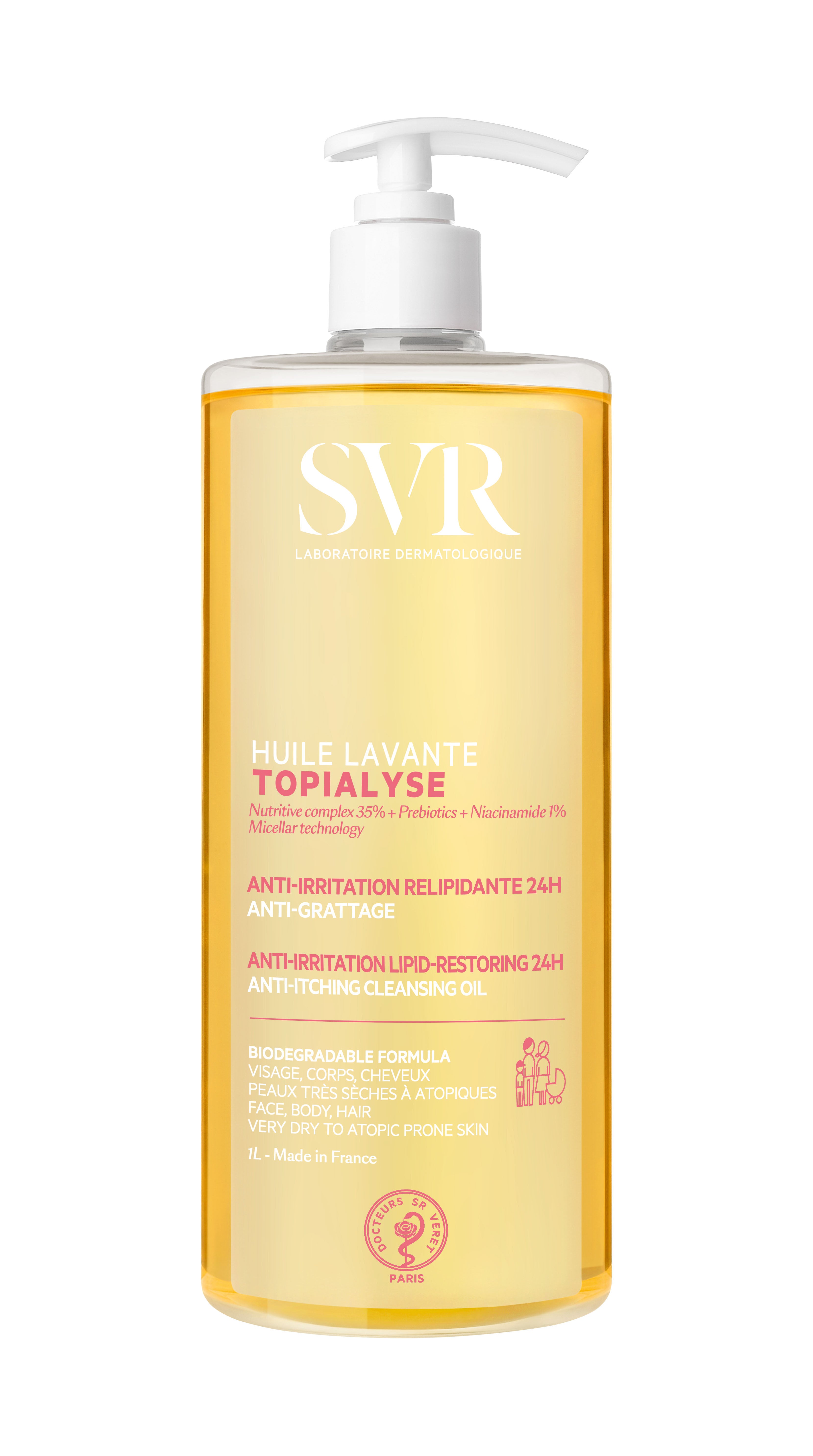 SVR TOPIALYSE HUILE Pesuöljy hajustettu 1000 ml pumppu